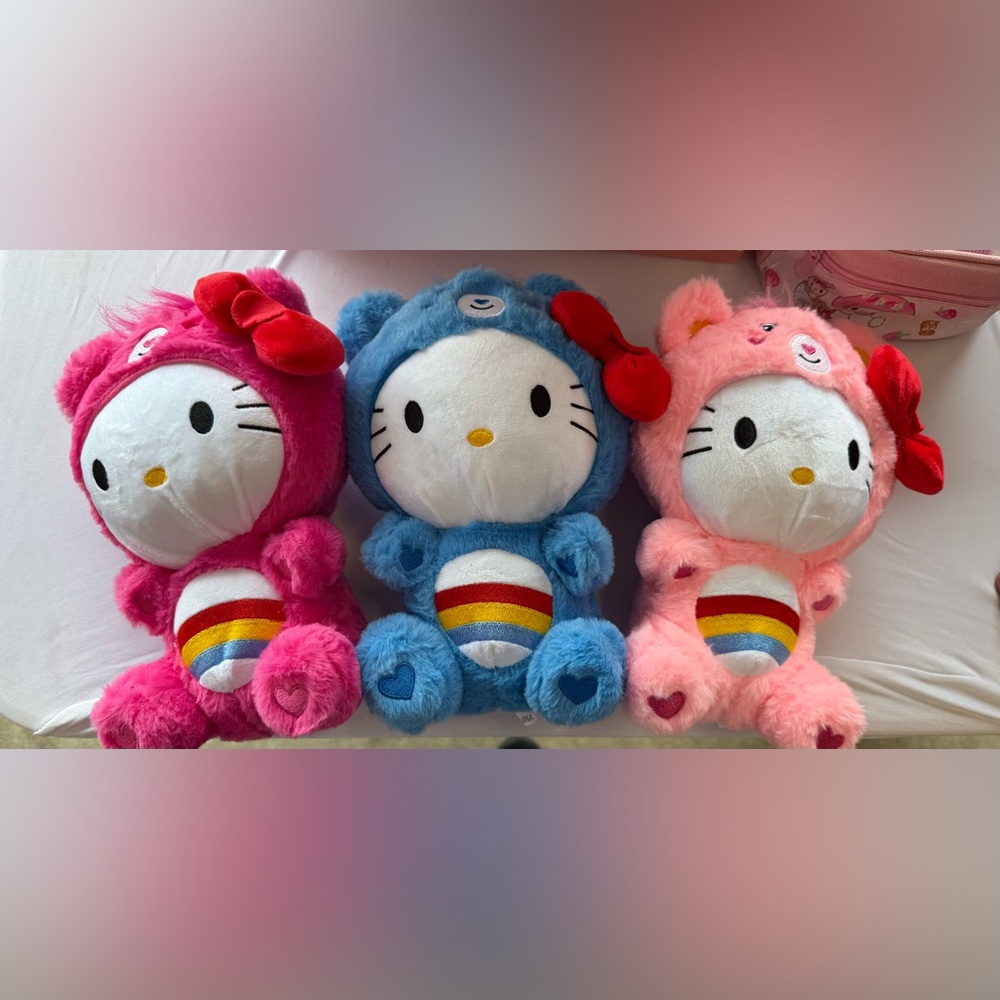 Hello Kitty Blue and White Plush with Rainbow